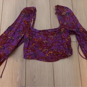 Urban Outfitters Purple Smocked Floral Top